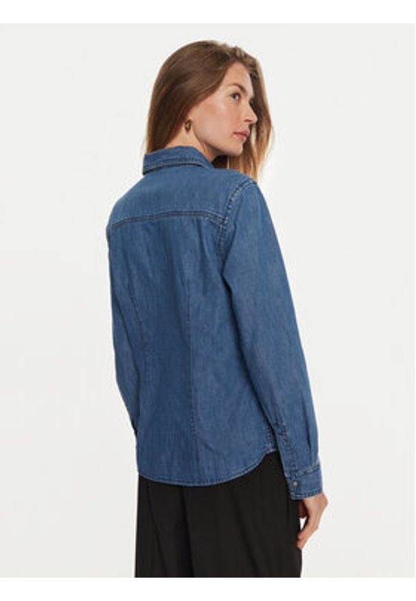 Sisley Koszula jeansowa 5FV6LQ028 Niebieski Regular Fit. Kolor: niebieski. Materiał: bawełna