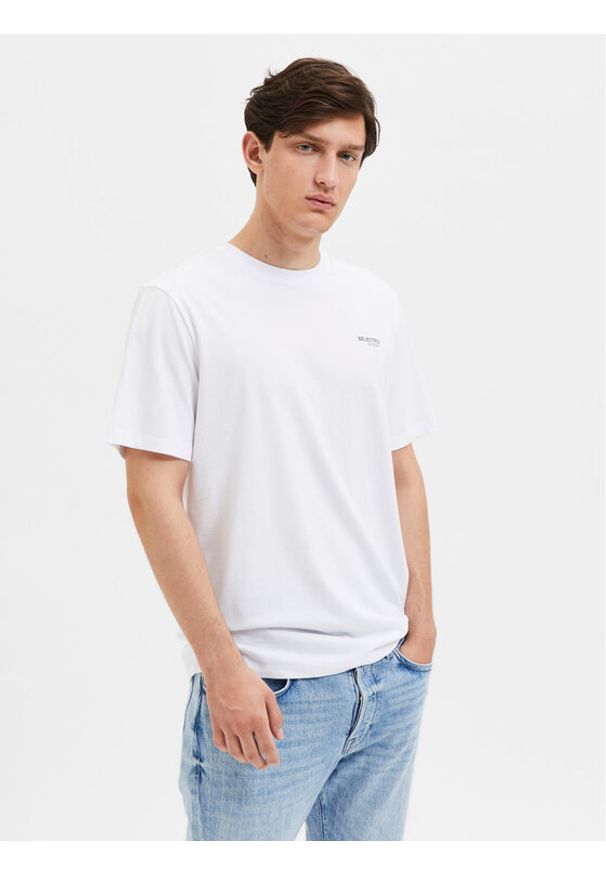 Selected Homme T-Shirt Aspen 16087858 Biały Regular Fit. Kolor: biały. Materiał: bawełna