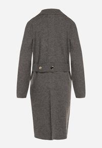 Born2be - Szary Elegancki Długi Płaszcz Dwurzędowy Oritusa. Okazja: na co dzień, na spacer. Kolor: szary. Materiał: jeans. Długość: długie. Styl: elegancki #3