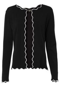 Sweter rozpinany bonprix czarno-biały. Kolor: czarny #1