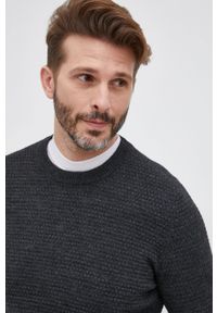 Sisley Sweter z domieszką wełny męski kolor szary. Okazja: na co dzień. Kolor: szary. Materiał: wełna. Długość rękawa: długi rękaw. Długość: długie. Styl: casual #5