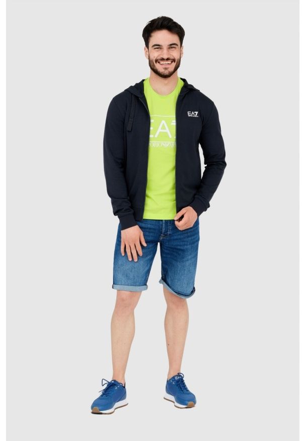 EA7 Emporio Armani - EA7 Granatowa bluza męska z kapturem, Rozmiar S. Typ kołnierza: kaptur. Kolor: niebieski