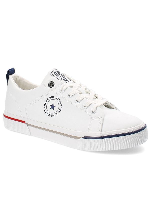 Big-Star - Białe Trampki Big Star Sportowe Obuwie Męskie. Kolor: biały. Materiał: skóra ekologiczna, jeans. Sezon: lato. Styl: sportowy