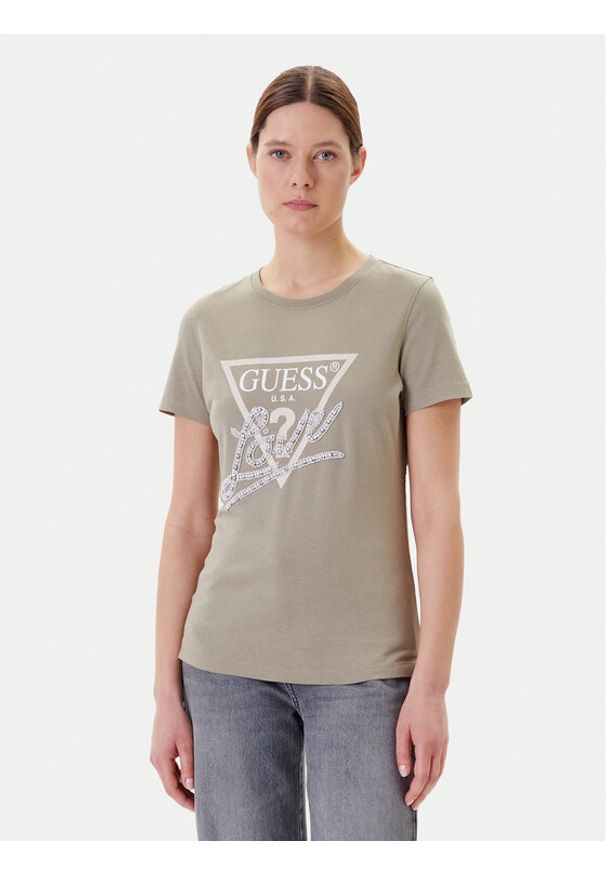 Guess T-Shirt W5YI40 I3Z14 Zielony Regular Fit. Kolor: zielony. Materiał: bawełna