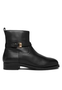 TOMMY HILFIGER - Tommy Hilfiger Botki Th Buckle Riding Leather Bootie FW0FW08781 Czarny. Kolor: czarny. Materiał: skóra