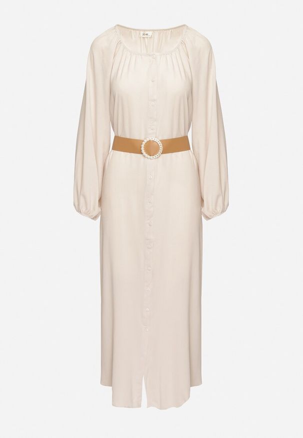 Born2be - Beżowa Sukienka Dorothoe. Okazja: na co dzień. Kolor: beżowy. Materiał: tkanina. Wzór: gładki, jednolity. Styl: elegancki, casual, klasyczny. Długość: maxi