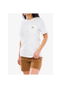 Koszulka bawełniana damska Carhartt Workwear Pocket S/S T-Shirt. Kolor: biały. Materiał: bawełna