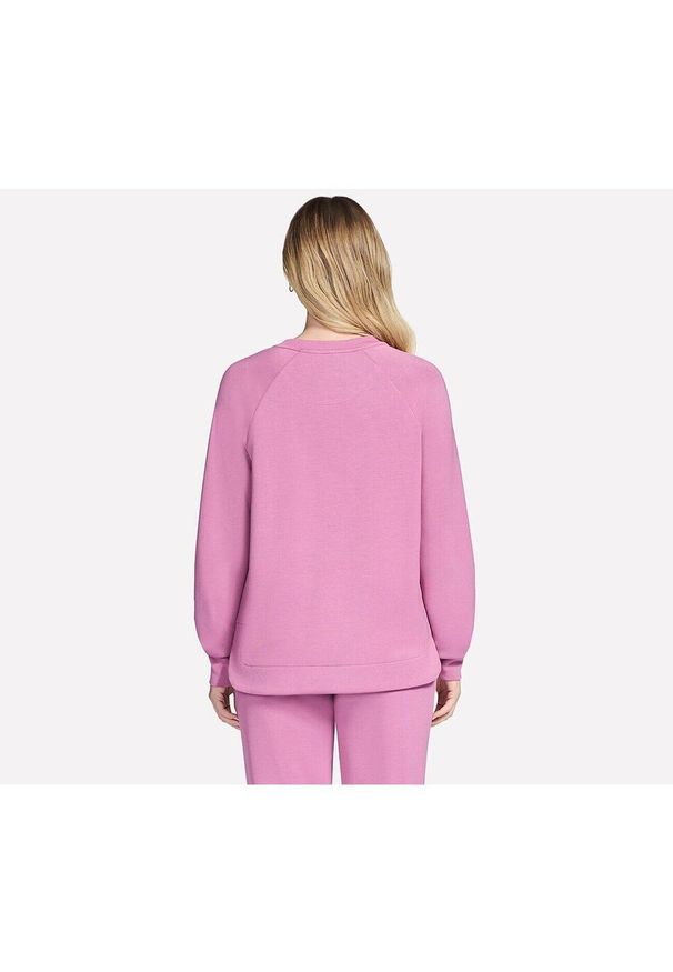 skechers - Bluzka Damska Skechers SKECHLUXE Elevate Crewneck. Kolor: różowy. Materiał: jedwab, materiał