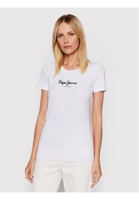 Pepe Jeans T-Shirt New Virgina PL505202 Biały Slim Fit. Kolor: biały. Materiał: bawełna #1