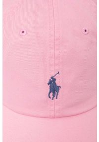 Polo Ralph Lauren czapka z daszkiem bawełniana kolor różowy z aplikacją. Kolor: różowy. Materiał: bawełna. Wzór: aplikacja #4
