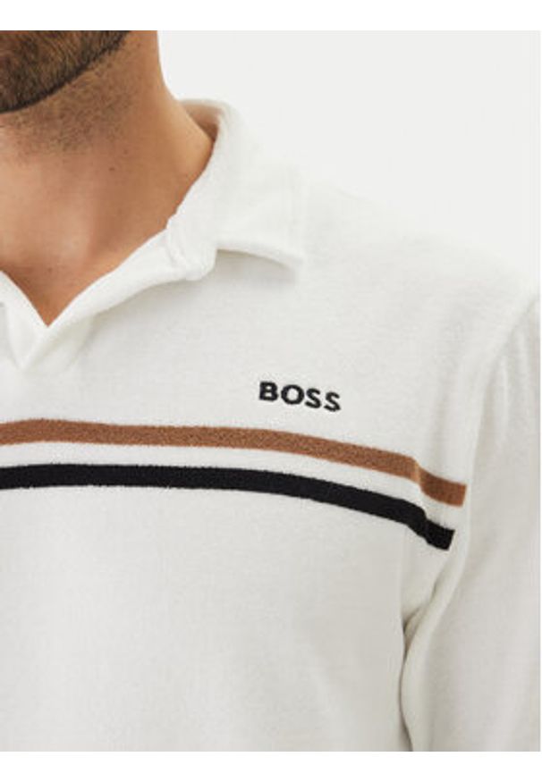 BOSS Polo Iconic 50561186 Biały Regular Fit. Typ kołnierza: polo. Kolor: biały. Materiał: bawełna