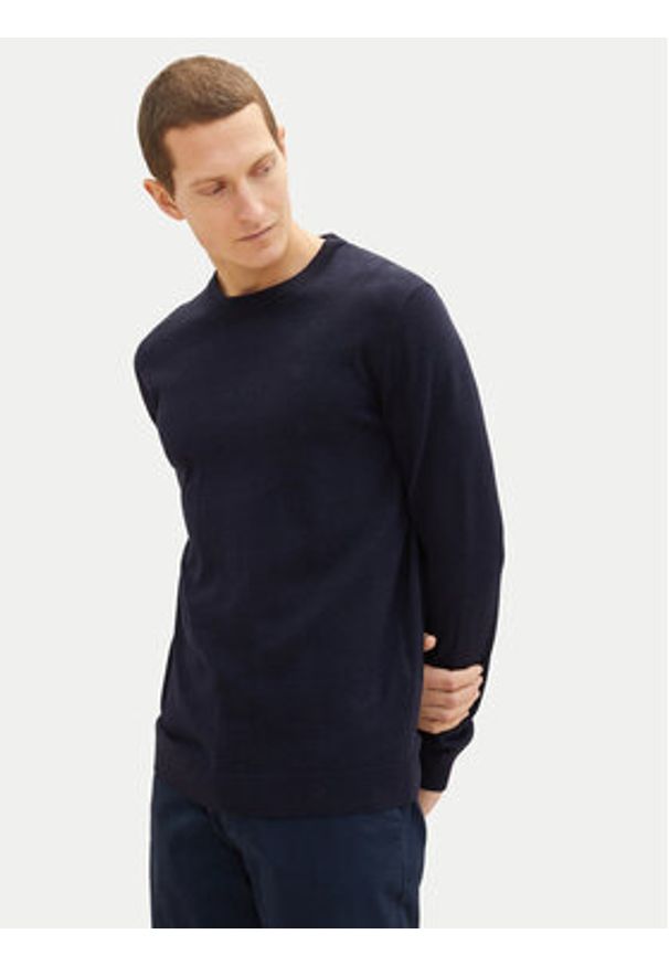 Tom Tailor Sweter 1038426 Granatowy Regular Fit. Kolor: niebieski. Materiał: bawełna