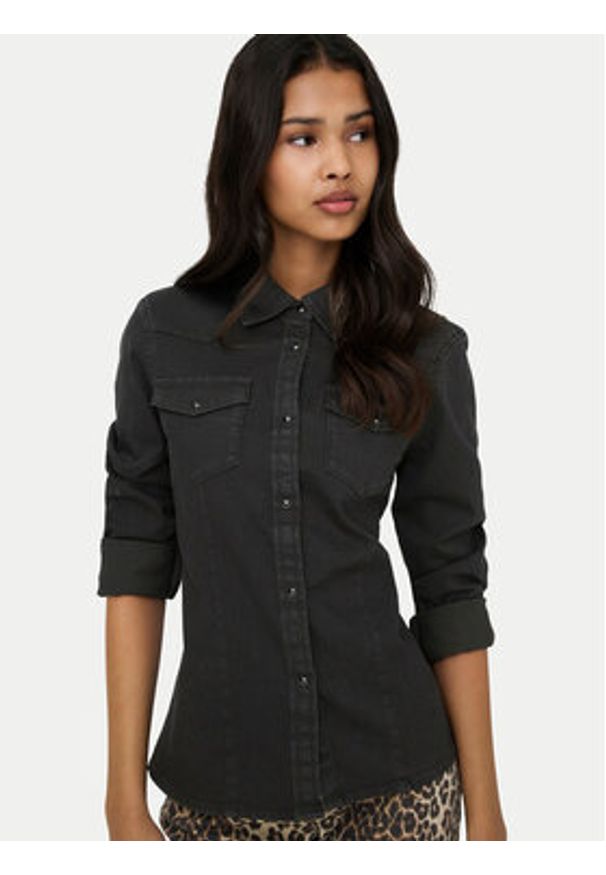 only - ONLY Koszula jeansowa Sasia 15352339 Czarny Slim Fit. Kolor: czarny. Materiał: bawełna