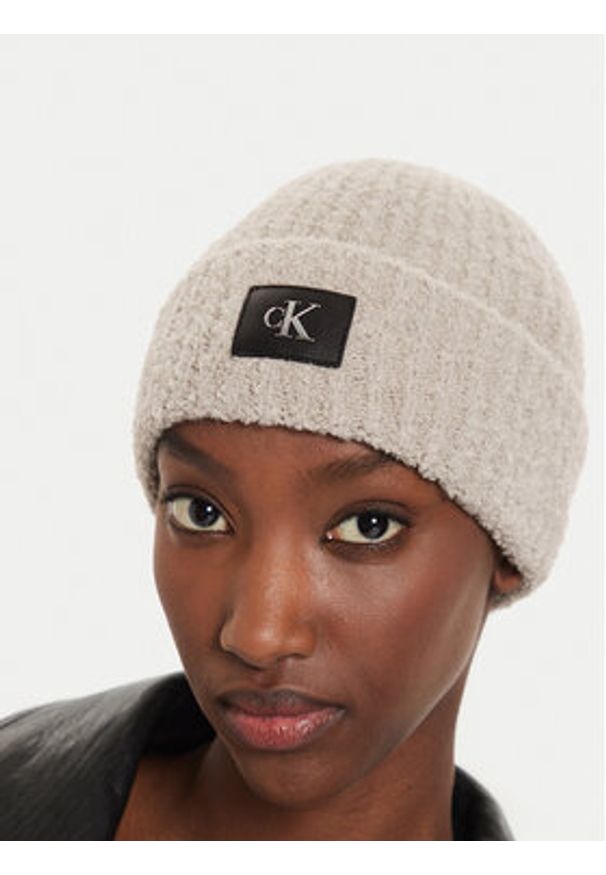 Calvin Klein Czapka Hardware K60K612652 Beżowy. Kolor: beżowy. Materiał: akryl