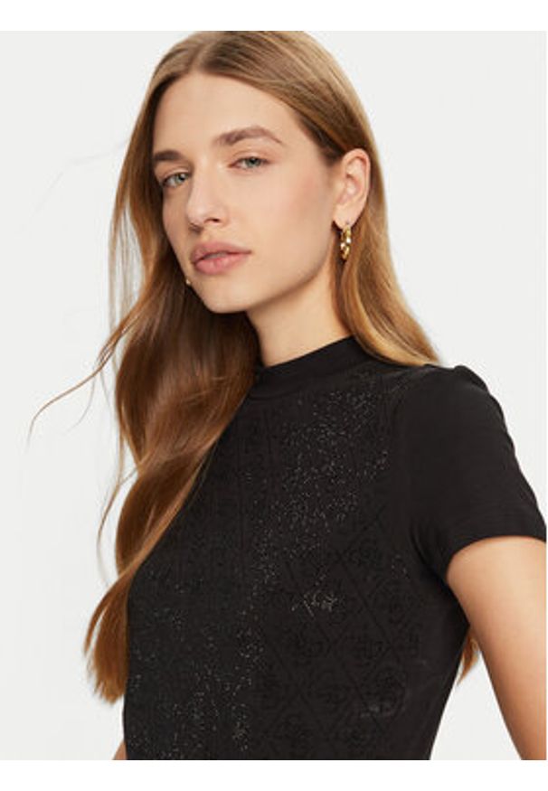 Guess T-Shirt W4BI26 J1314 Czarny Slim Fit. Kolor: czarny. Materiał: bawełna