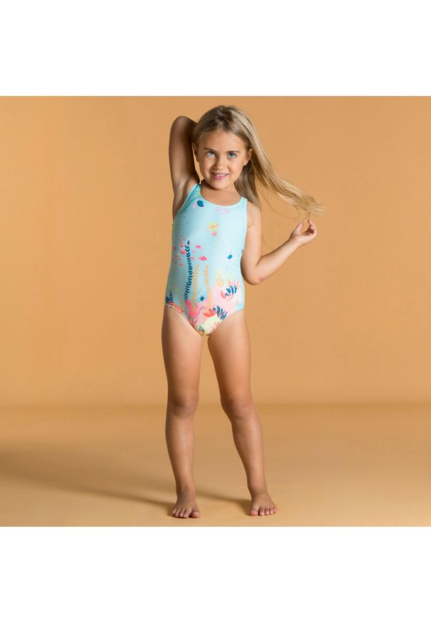 NABAIJI - Strój jednoczęściowy pływacki dla malucha Nabaiji Aquamarine. Kolor: różowy. Materiał: poliester, materiał, elastan