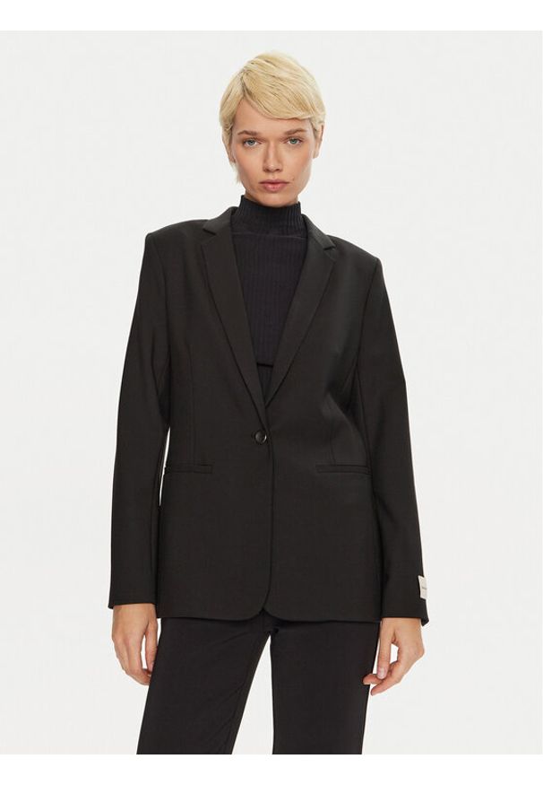 Calvin Klein Marynarka K20K207632 Czarny Slim Fit. Kolor: czarny. Materiał: wełna, syntetyk