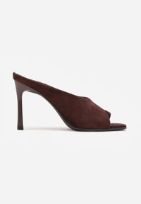 Born2be - Brązowe Eleganckie Klapki na Szpilce z Paskiem na Palec w stylu Japonek Undime. Okazja: na co dzień. Kolor: brązowy. Sezon: lato. Obcas: na szpilce. Styl: elegancki #6