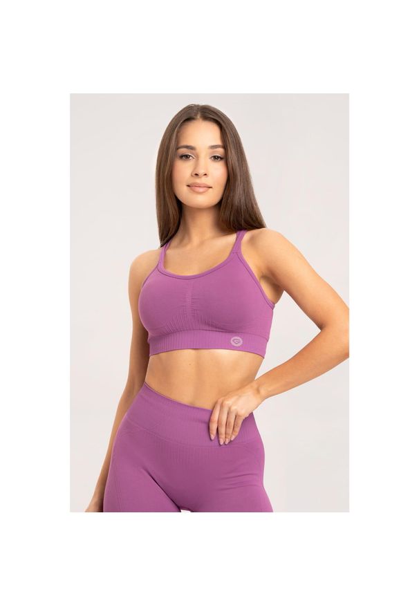 GYM GLAMOUR - Stanik fitness cardio damski Gym Glamour push up 2.0. Kolor: niebieski. Rodzaj stanika: push-up. Sport: fitness