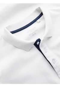 Ombre Clothing - Bawełniana męska koszulka polo z kontrastowymi wykończeniami – biała V1 - Rozmiar: XL. Typ kołnierza: polo. Kolor: biały. Materiał: bawełna. Wzór: haft #6