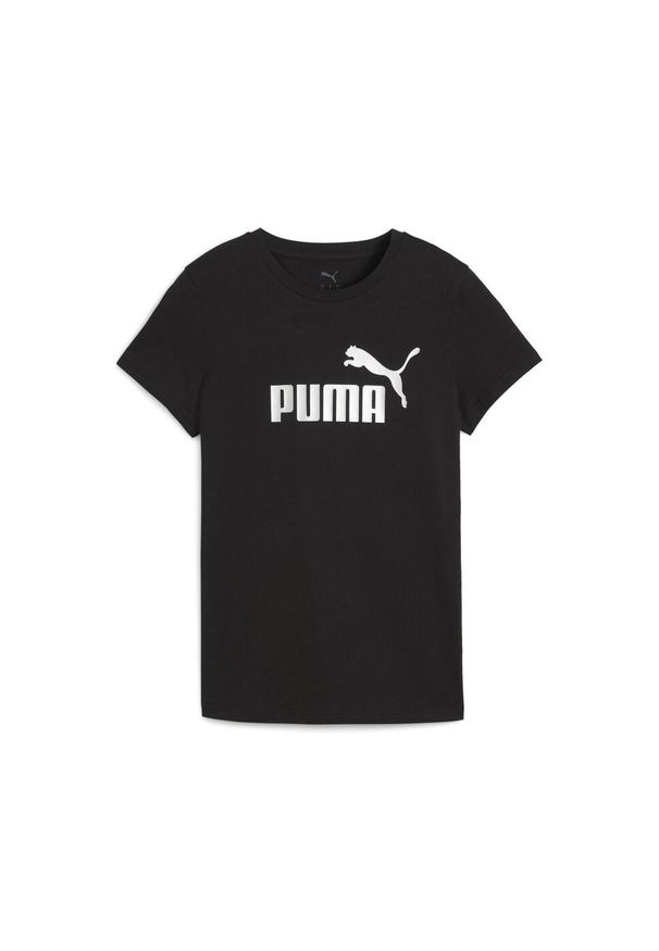 Puma - Damska koszulka z logo NO. 1 ESS METALLIC PUMA Black Metallic Gold. Kolor: czarny. Wzór: nadruk