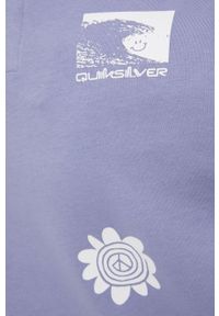 Quiksilver bluza męska kolor fioletowy z kapturem z nadrukiem. Typ kołnierza: kaptur. Kolor: fioletowy. Materiał: bawełna, poliester, dzianina. Wzór: nadruk #5