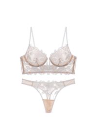 Intica - Komplet bielizny z haftem i koronką na specjalne okazje Francesca. Kolor: biały. Materiał: koronka. Wzór: haft, koronka #1