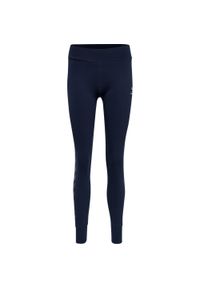 Damskie legginsy bawełniane Hummel Move Grid. Kolor: niebieski. Materiał: bawełna. Wzór: jodełka, nadruk
