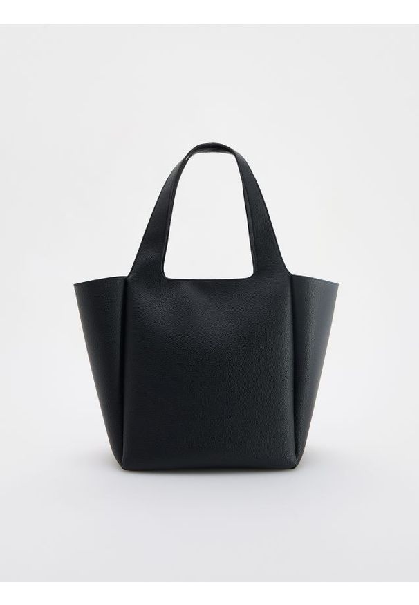 Reserved - Torebka shopper - czarny. Kolor: czarny. Materiał: skórzane
