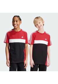 Adidas - Koszulka Tiberio 3-Stripes Colorblock Cotton Kids. Kolor: czerwony, biały, wielokolorowy, czarny. Sport: joga i pilates