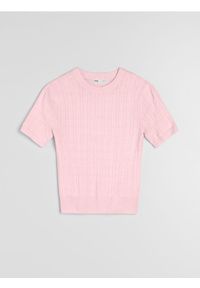 Sinsay - Bluzka swetrowa z prążkowanej dzianiny - różowy. Kolor: różowy. Materiał: prążkowany, dzianina #1