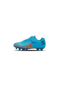 Dziecięce buty piłkarskie Hummel Top Star FG. Kolor: żółty, pomarańczowy, wielokolorowy, niebieski. Materiał: skóra, syntetyk. Szerokość cholewki: normalna. Sport: piłka nożna