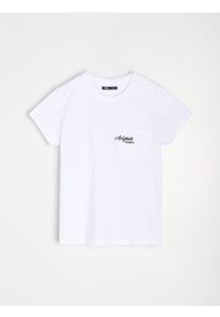 Sinsay - Bawełniana koszulka z haftem - biały. Kolor: biały. Materiał: bawełna. Wzór: haft #1