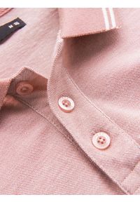 Ombre Clothing - Męski melanżowy longsleeve polo z haftem – różowy melanż V2 OM-POLS-0129 - XXL. Okazja: na co dzień. Typ kołnierza: polo. Kolor: różowy. Materiał: dzianina, bawełna. Długość rękawa: długi rękaw. Długość: długie. Wzór: melanż, haft. Styl: klasyczny, sportowy, casual #4
