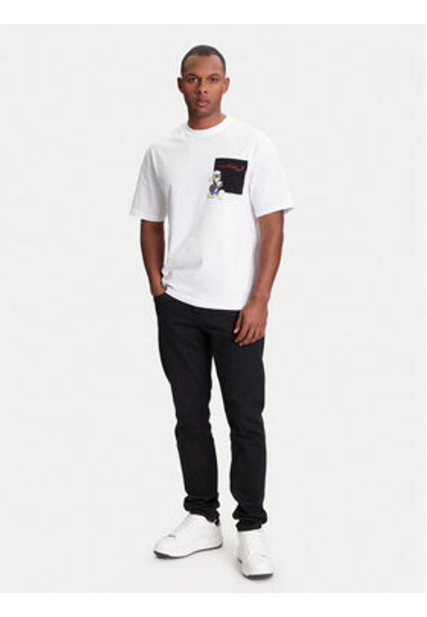 Karl Lagerfeld - KARL LAGERFELD T-Shirt 755097 553270 Biały Regular Fit. Typ kołnierza: dekolt w karo. Kolor: biały. Materiał: bawełna
