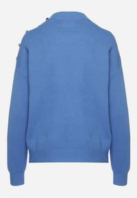 Born2be - Niebieski Sweter Półgolf z Modalem Wiskozą i Guzikami Emmiala. Okazja: na co dzień. Kolor: niebieski. Materiał: wiskoza. Długość rękawa: długi rękaw. Długość: długie. Styl: elegancki, casual #6