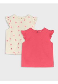 Sinsay - Koszulki bez rękawów z ozdobnymi falbanami 2 pack - kremowy. Kolor: kremowy. Długość rękawa: bez rękawów #1