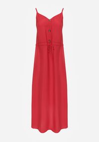 Renee - Bordowa Sukienka z Wiskozy Kena. Okazja: na co dzień. Typ kołnierza: kokarda. Kolor: czerwony. Typ sukienki: proste. Materiał: wiskoza. Długość rękawa: na ramiączkach. Sezon: lato. Styl: casual. Długość: maxi #7