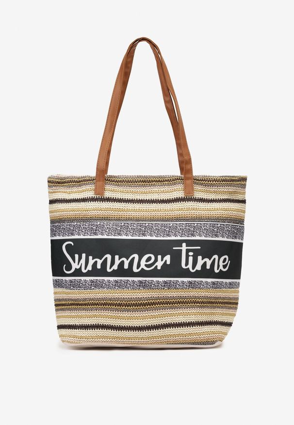 Renee - Jasnobeżowa Torebka Typu Shopper na Plażę z Jedną Komorą Gomeissa. Kolor: beżowy. Wzór: haft. Sezon: lato. Dodatki: z haftem. Styl: boho
