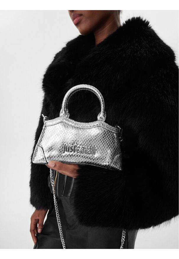 Just Cavalli Torebka 79RA4BZ1 ZS816 Srebrny. Kolor: srebrny. Materiał: skórzane