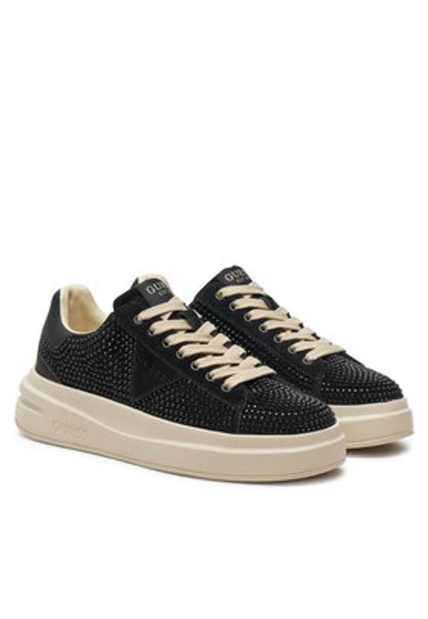 Guess Sneakersy FLPELB SUE12 Czarny. Kolor: czarny. Materiał: skóra