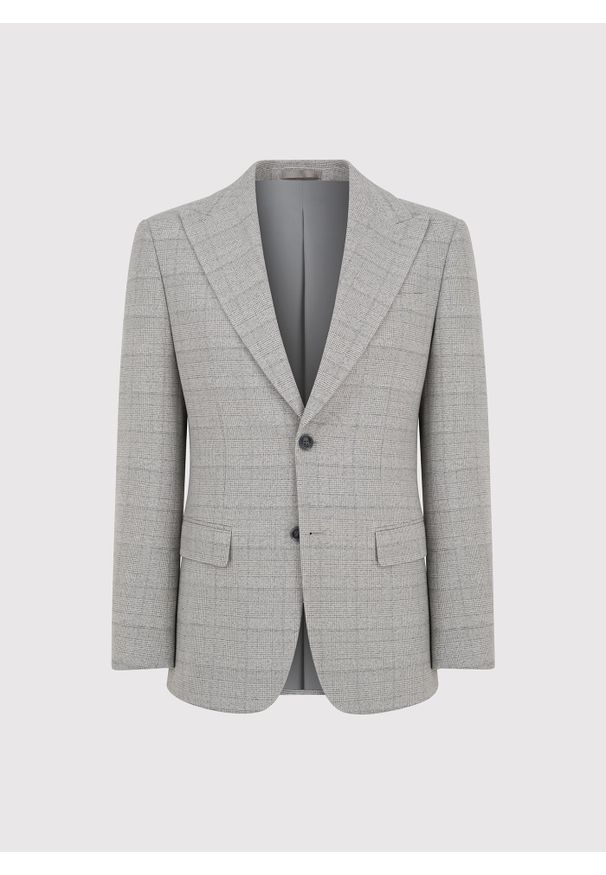 Pako Lorente - PAKO LORENTE – Szara marynarka garniturowa w kratkę. Kolor: szary. Materiał: poliester, wiskoza, elastan. Wzór: kratka