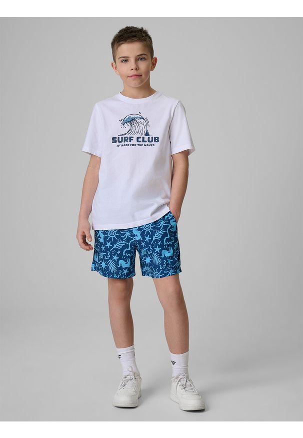 4f - 4F Spodenki plażowe boardshorty chłopięce - niebieskie 134/140 (8-10 lat). Kolor: wielokolorowy. Materiał: materiał