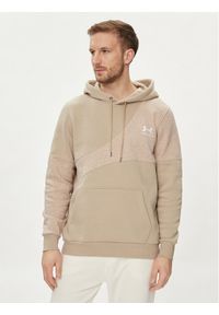 Under Armour Bluza techniczna Ua Essential Flc Blocked Hd 1383070-299 Khaki Loose Fit. Kolor: brązowy. Materiał: bawełna