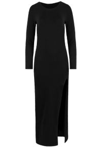 MUUV Sukienka Tigh Cult kolor czarny maxi dopasowana. Kolor: czarny. Materiał: dzianina, elastan, bawełna. Długość rękawa: długi rękaw. Typ sukienki: dopasowane. Długość: maxi