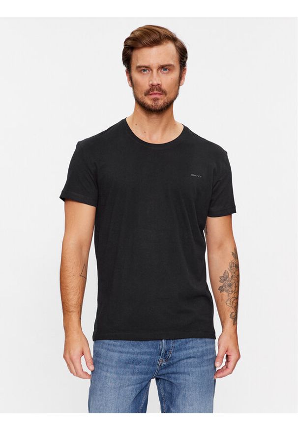 GANT - Gant Komplet 2 t-shirtów C-Neck 2 Pack 900002008 Czarny Regular Fit. Kolor: czarny. Materiał: bawełna