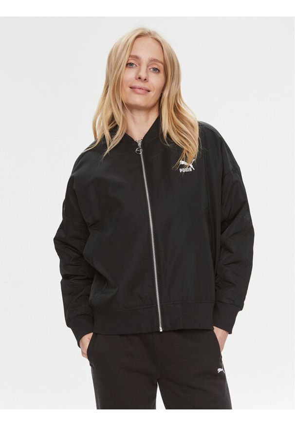 Puma Kurtka bomber T7 621689 Czarny Oversize. Kolor: czarny. Materiał: syntetyk