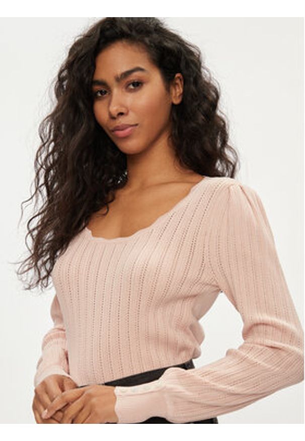 only - ONLY Sweter Meddi 15311544 Różowy Regular Fit. Kolor: różowy. Materiał: syntetyk