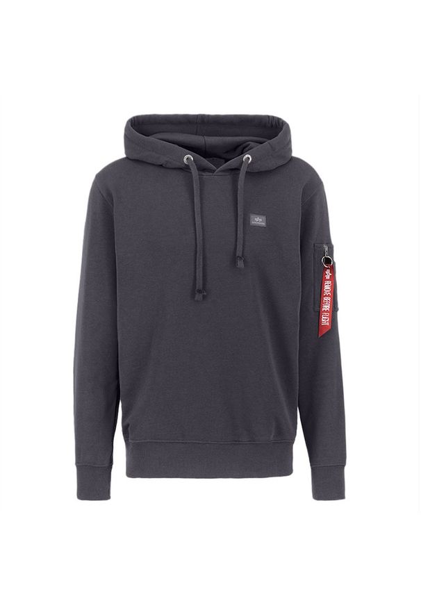 Bluza Alpha Industries Xfit Hoody 158321257 - szara. Typ kołnierza: kaptur. Kolor: szary. Materiał: poliester, bawełna. Wzór: nadruk, aplikacja. Styl: sportowy, klasyczny