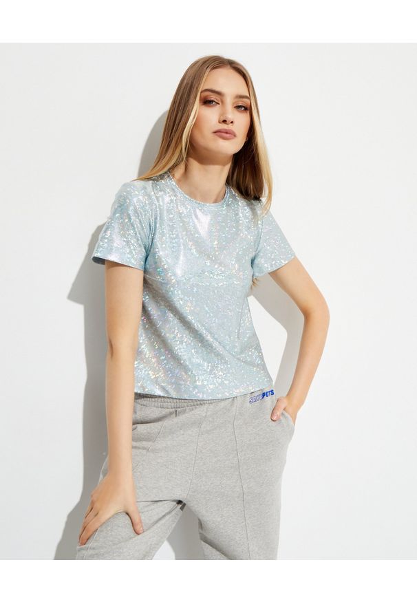 SAKS POTTS - T-shirt z metalicznym połyskiem Sai. Kolor: srebrny. Materiał: tkanina